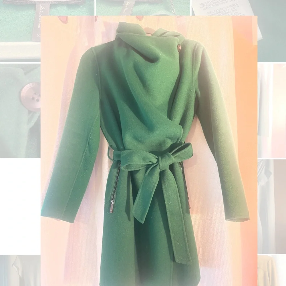 BCBGMaxAzria green wool blend coat - Picture 2 of 15